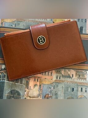 NWOTS BOSTANTEN CARMEL LEATHER RFID PASSPORT WALLET